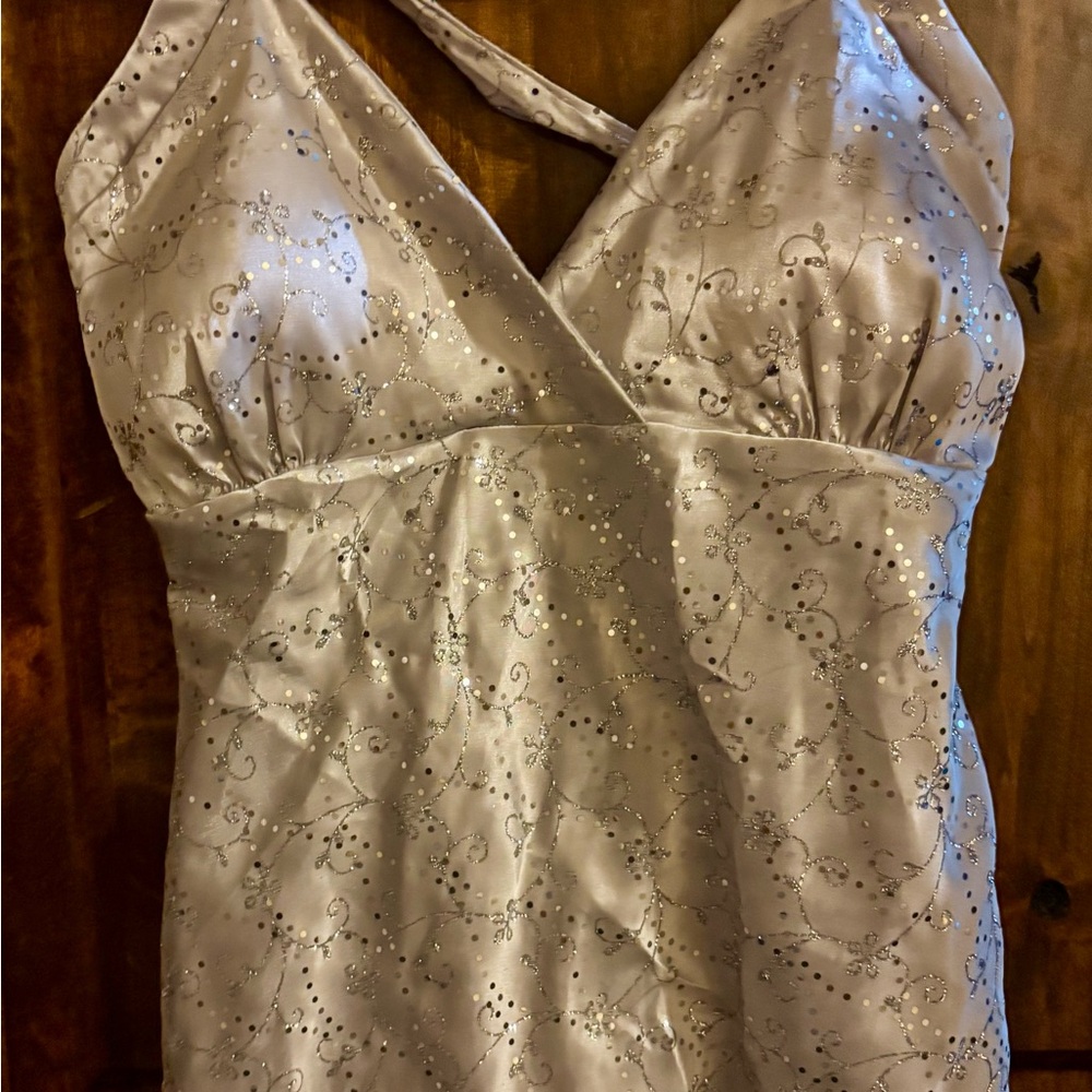 Vanity Cream Halter Top with Silver Accents